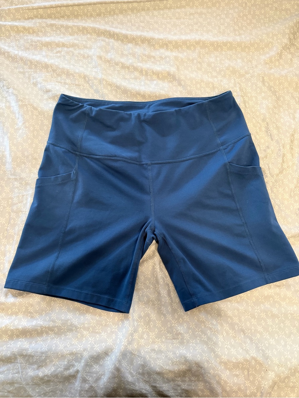 Zella Navy High-Waist Biker Shorts with Side Pockets